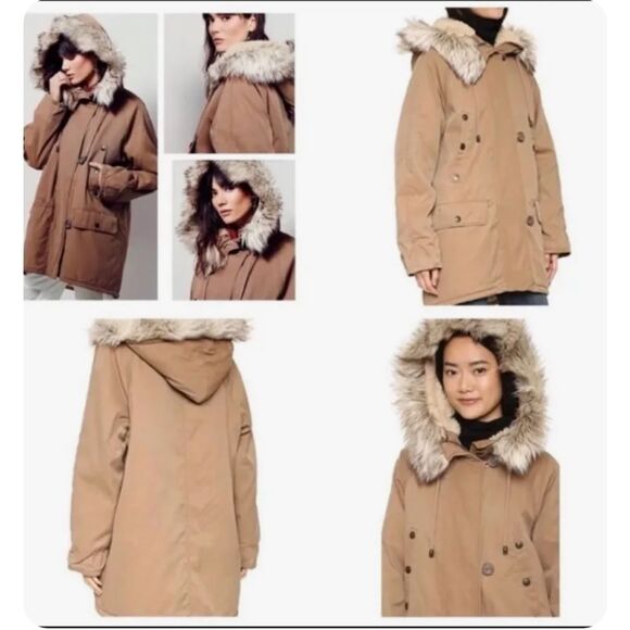 Free People Up in the Hills Oversized hooded fur parka jacket Size Small - Picture 2 of 10